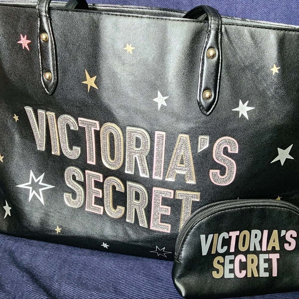 Victoria Secret Celestial Shimmer Glitter Stars Shoulder Bag with matching bag